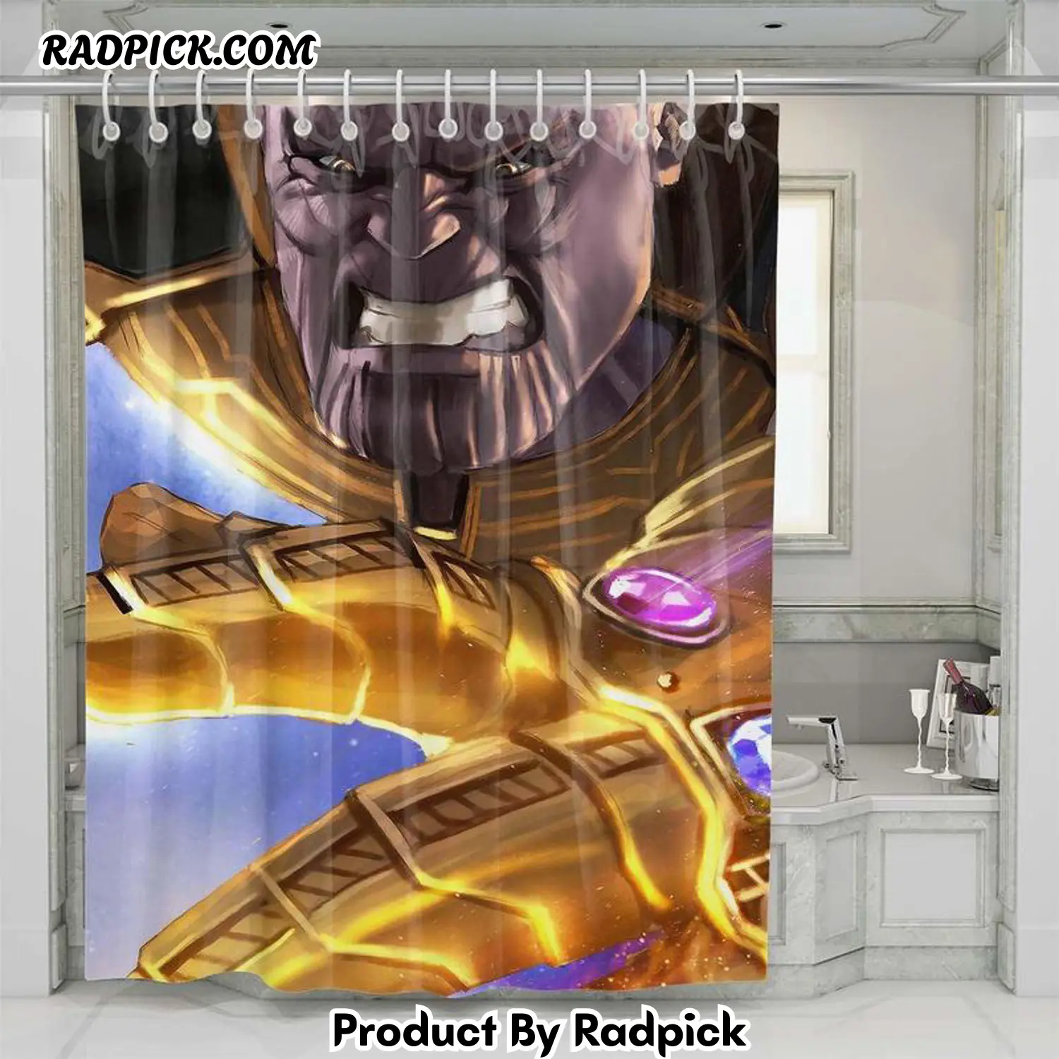 Thanos and stone shower curtain set bathroom set for bathroom decor best gift for friends rp38794